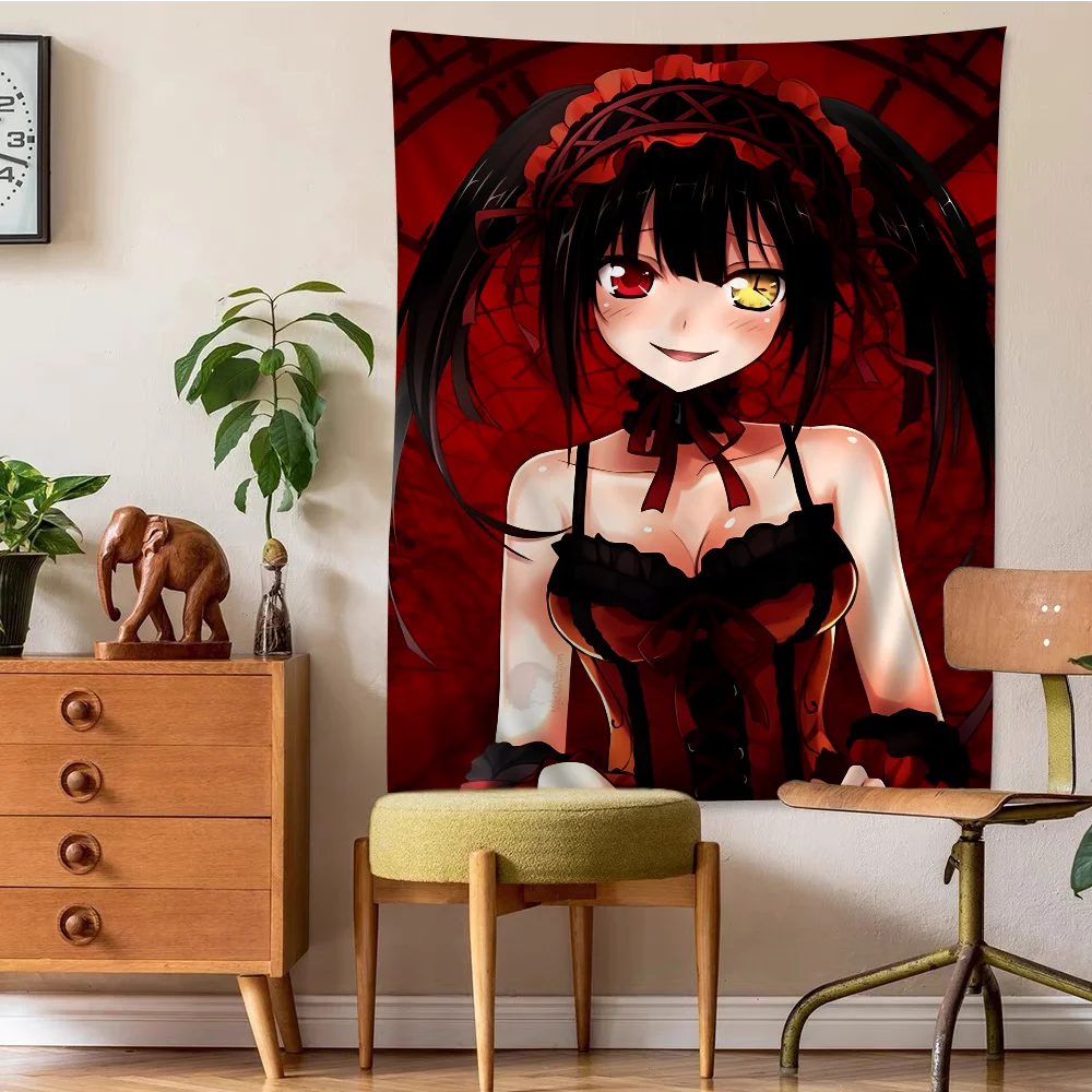 Tokisaki Kurumi Cartoon Tapestry Bohemian Wall Tapestries Mandala Wall Hanging Sheets