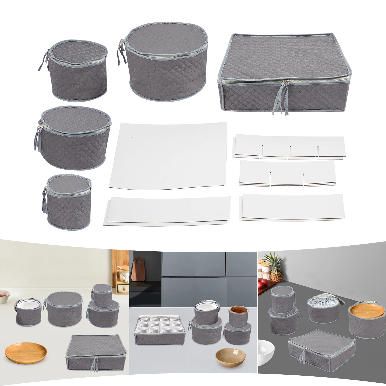 

5-Piece Tableware Storage Bag Set Utensil Organizer Pouch for Cutlery, Kitchenware, Picnic, Travel, Camping