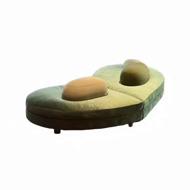 

Retro pebble sofa, French large flat-layer love special-shaped Mori green fabric module