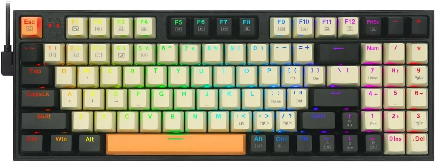 

RGB Backlit Mechanical Gaming Keyboard, 94 Keys, Programmable Macros, Red Switches, Compact Design for PC/Mac/iPad