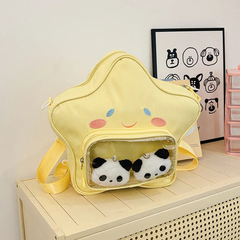 

Cute Star Canvas Backpack 2025 New Forest Sweet Girl Crossbody Commuter Bag Trendy Transparent Jelly Bag