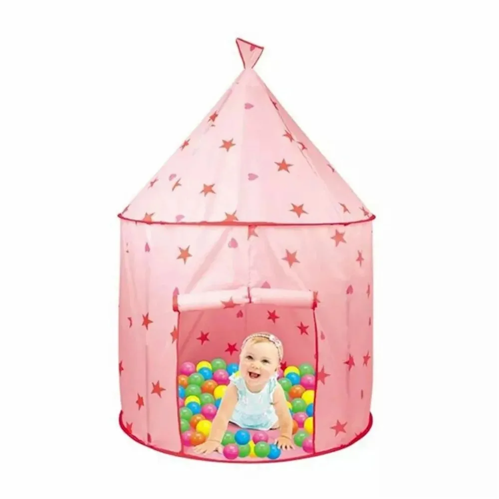 

Princess Castle Play Tent with Carrying Bag, Kids Pretend Playhouse Pink/Blue