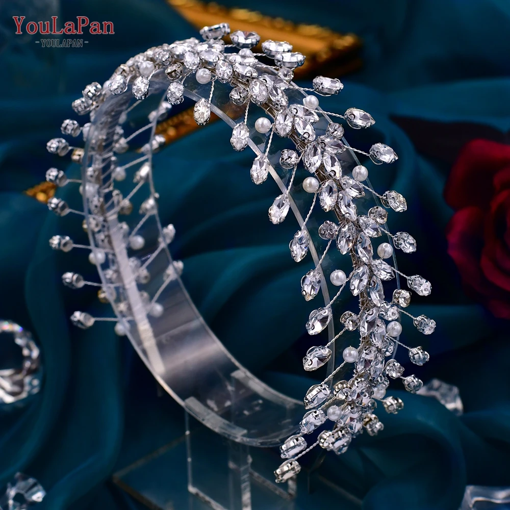 YouLaPan-Diadema con diamantes de imitación para mujer, accesorios para el cabello para novia, tocado de fiesta, tocado de boda elegante, HP351