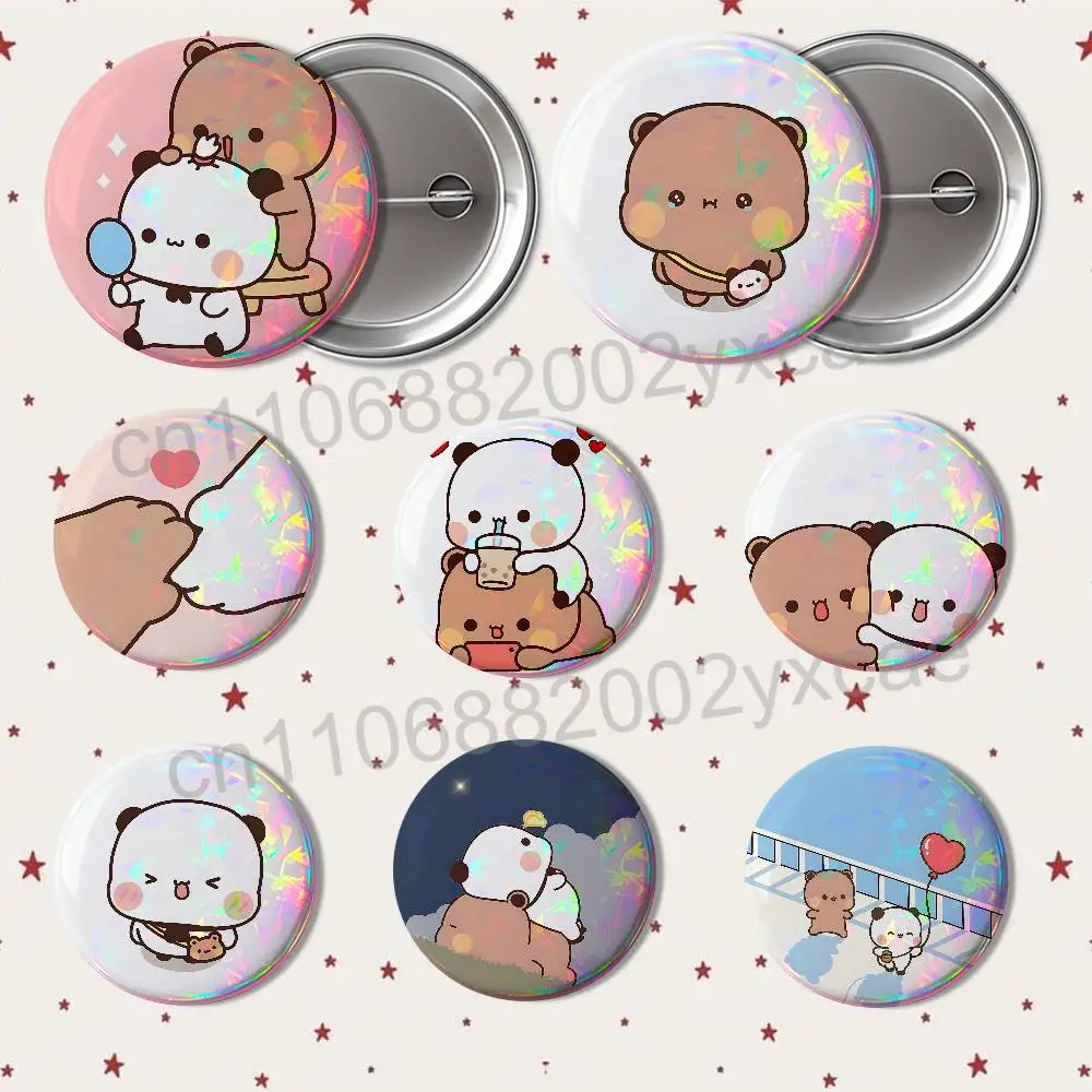 Panda Bubu Brown bear Dudu Round Exquisite Badge Brooches Creative Pins For Clothes Hat Backpack Gift Accessories
