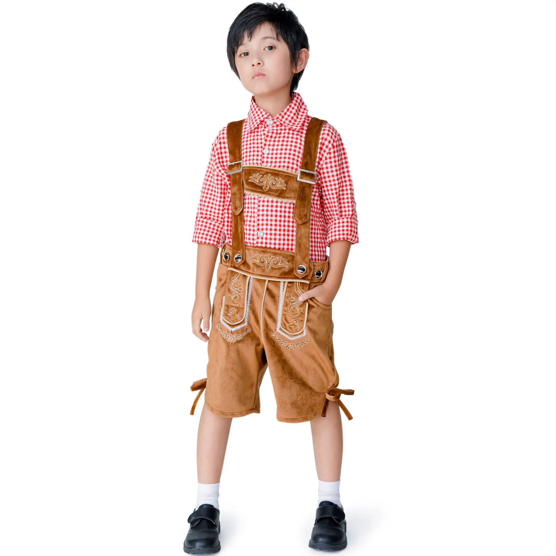 Disfraz de cerveza para niño, camisa del Oktoberfest alemán bávaro, conjunto de uniforme de Lederhosen, traje de fiesta de fantasía para niño