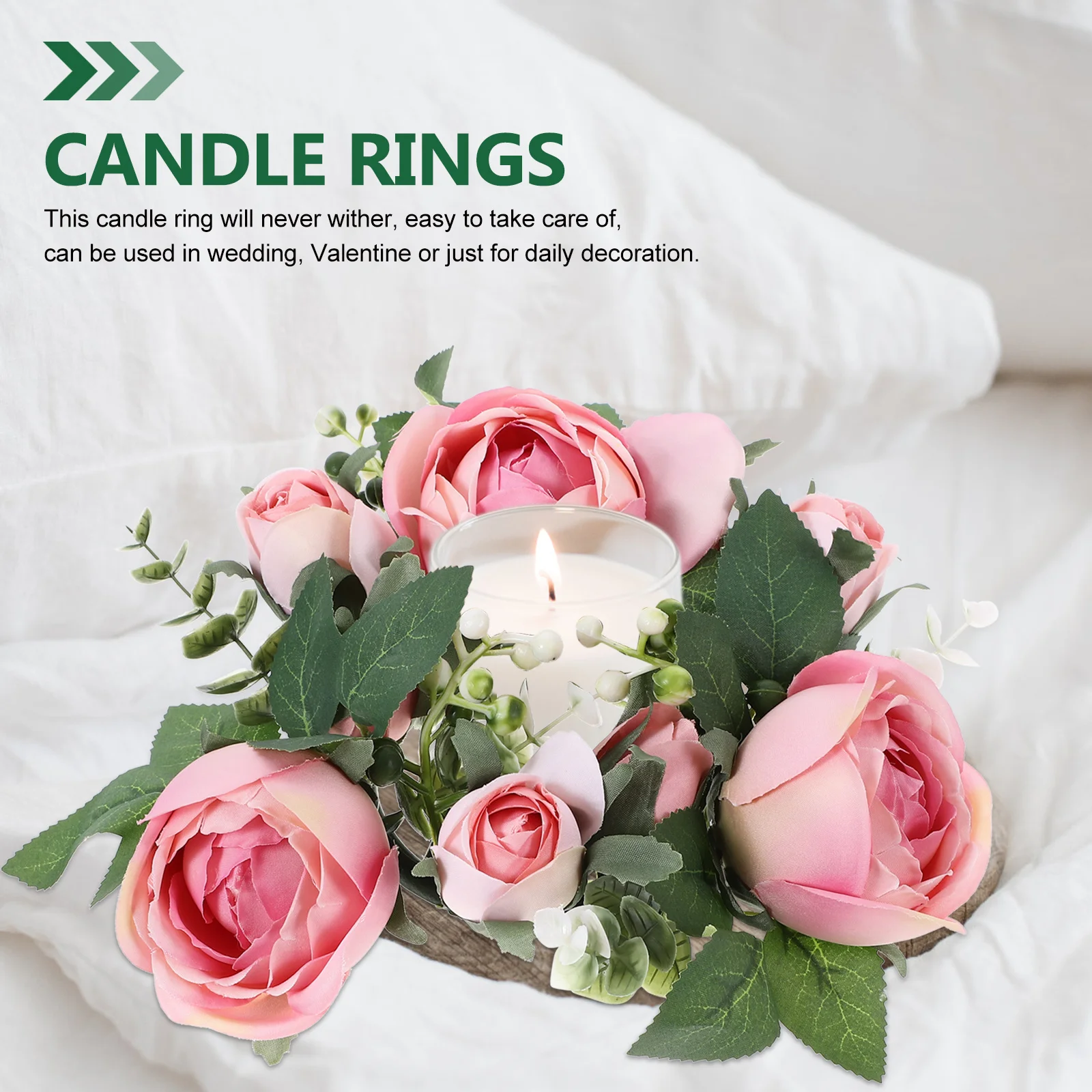 

Artificial Rose Ring Wreath Realistic Flower Ring Wedding Decorative Tabletop Party Supplies Tabletop Wreath