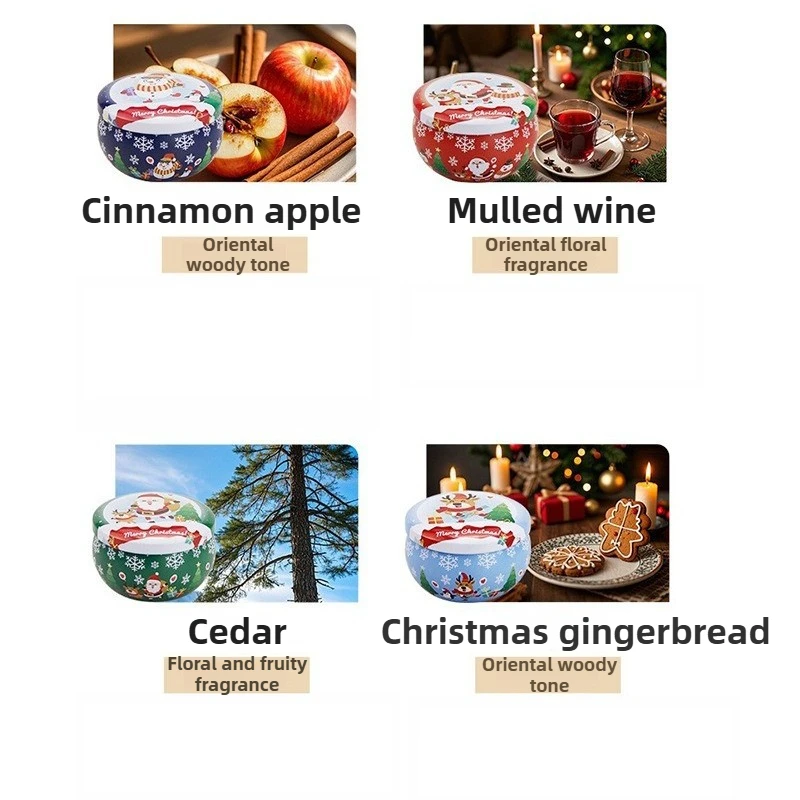 

[Новинка 2025] Подарочная коробка с ароматическими свечами на праздник, Рождественский декор из соевого воска для настольной вечеринки, Festive Vanilla Aroma Home Ambiance