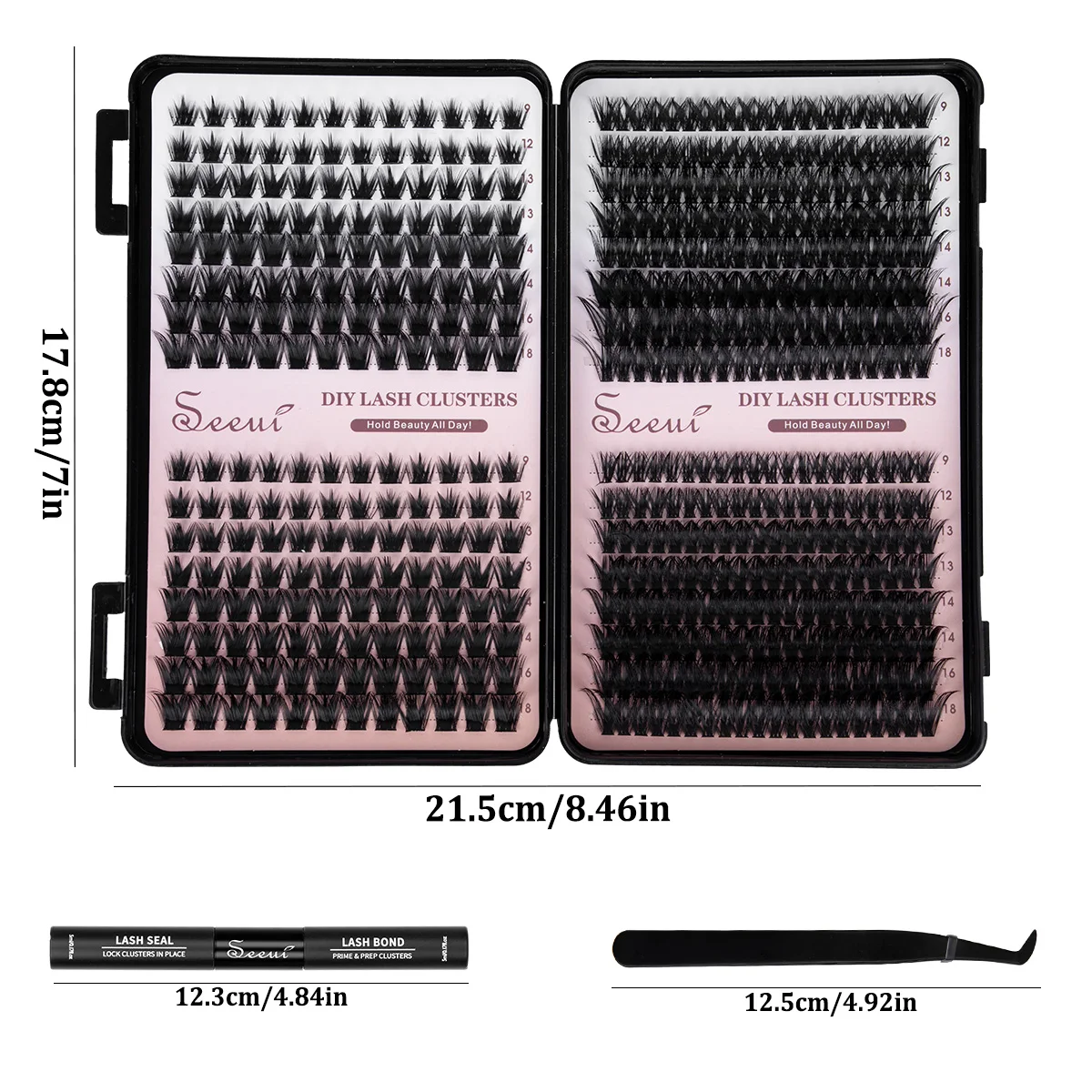 Wimpernbüschel-Set, Einzelne Wimpernbüschel-Verlängerungen, Wispy-Wimpern mit Wimpernkleber und Versiegelungsmittel sowie Pinzetten, Mix-Stile, Halloween – Detail 2