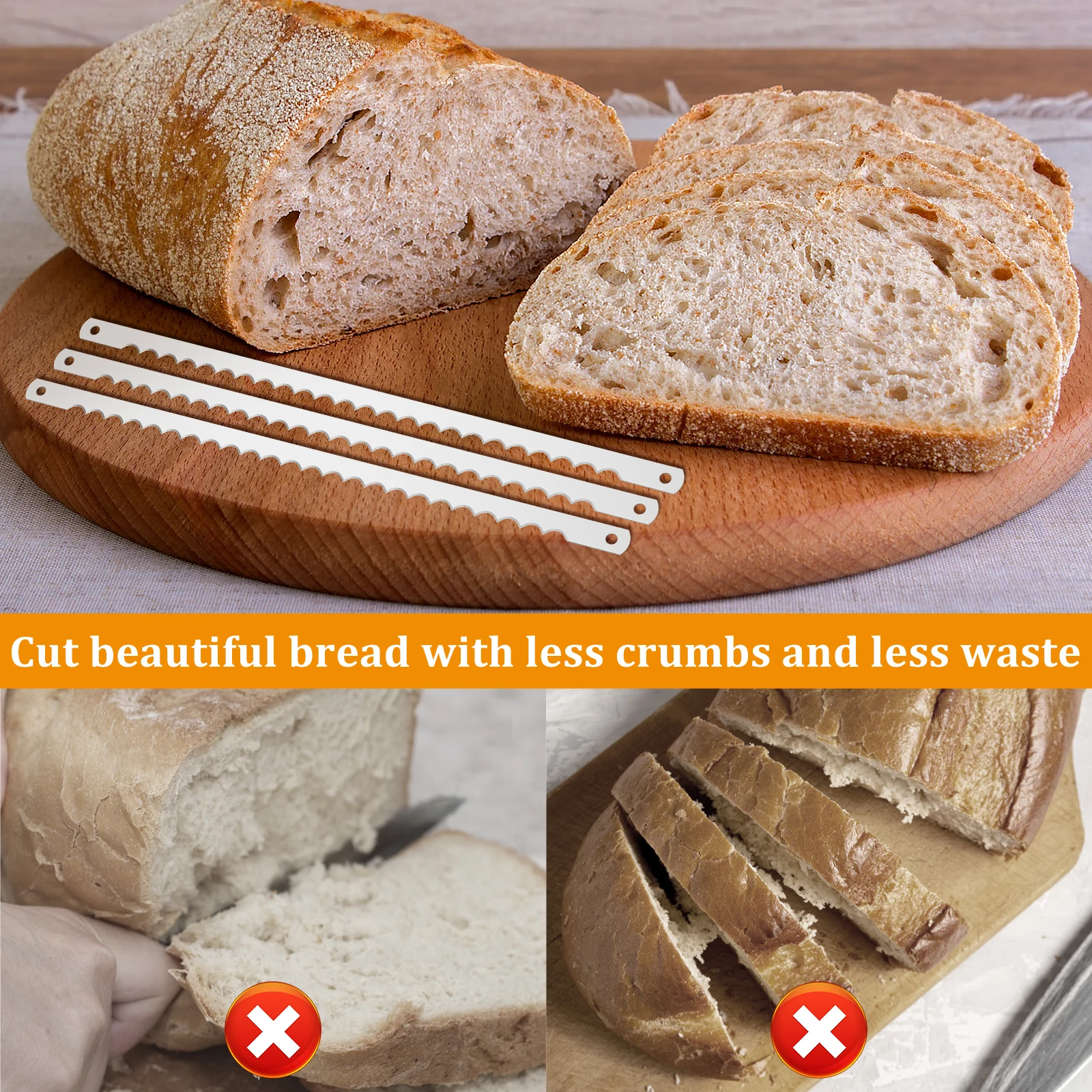 8Pcs 27.5cm Bread Bow Cutter Blades Stainless Steel Replacement Blade Serrated Bread Blade Rustproof Bread Slicer Bread Cutting