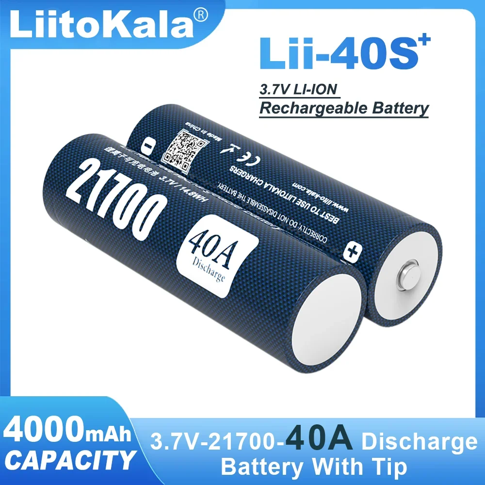 Liitokala Lii-40S Tip 3.7V 4000mAh 21700 For Flashinglight High-capacity 100% Original Lithium Battery