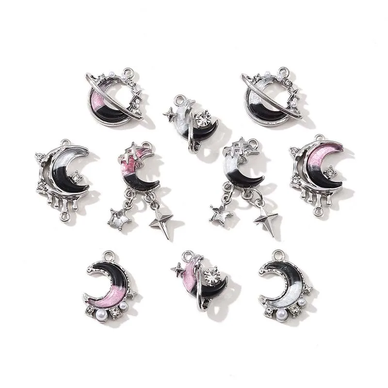 5 قطع حلوة باردة الرياح نجمة القمر الماس قلادة DIY المواد اليدوية الأقراط، وإكسسوارات قلادة