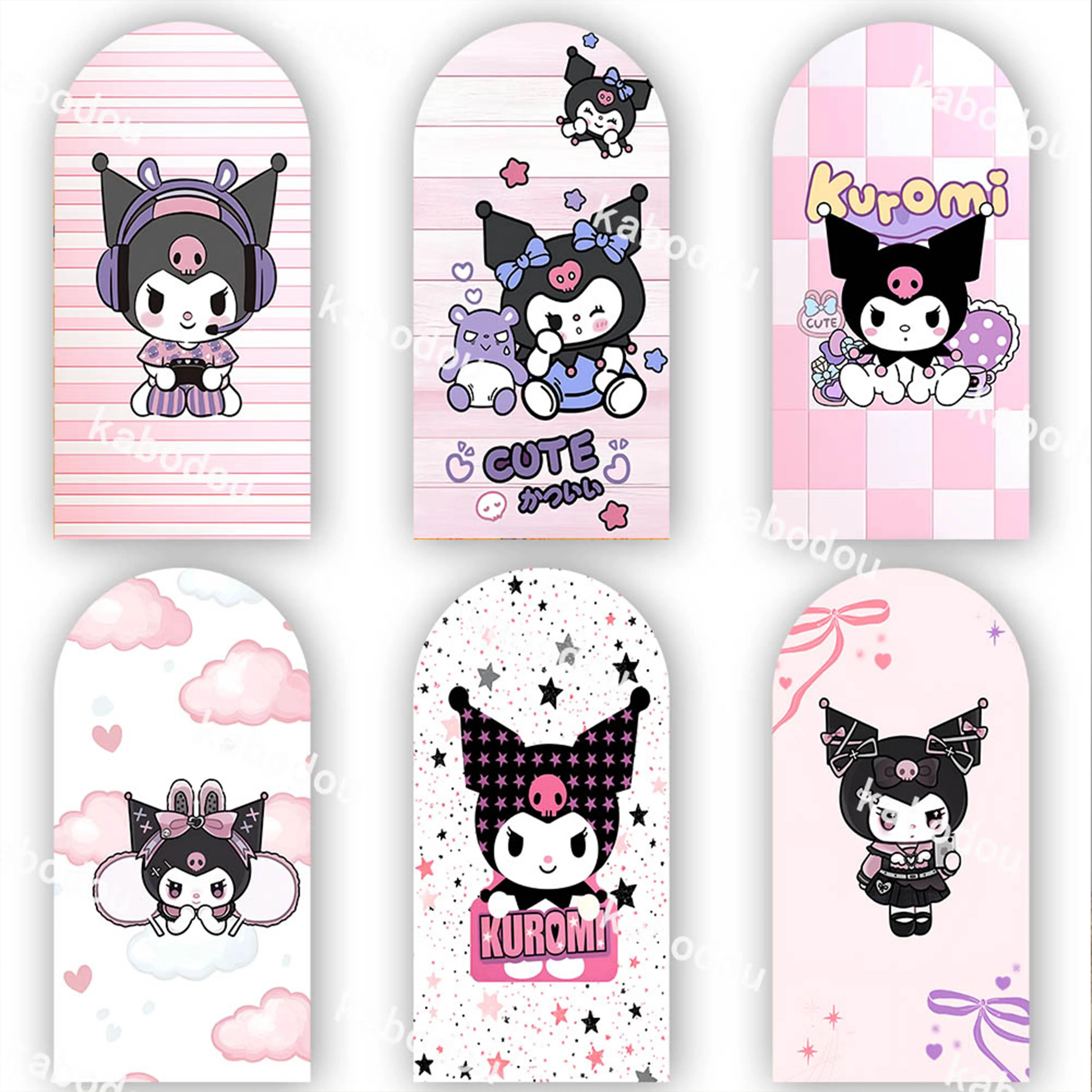 

Hello Kitty Theme Kuromi Backdrop Arch Doubleside Kid Birthday Party Cartoon Decoration Baby Shower Photo Photography Background