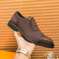 Men Office Dress Leather Shoes Brown Wedding Bride Formal Party Men's Shoes Italian Men Oxford Shoes Soft Casual Driving Shoes