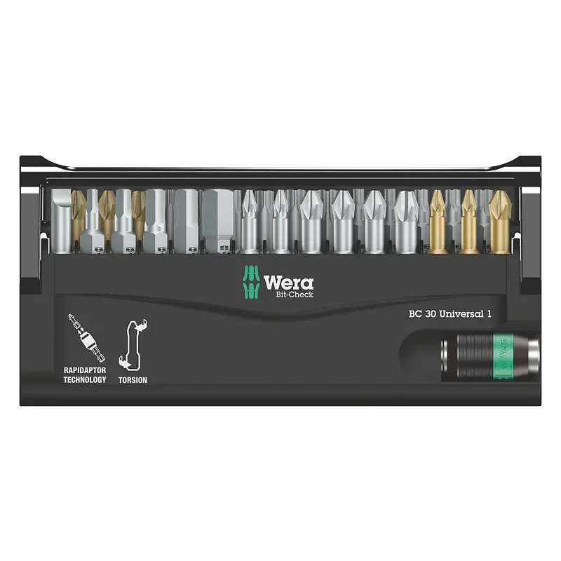 WERA 05056440001 Bit-Check 30 Pieces Universal 1 Screwdriver Set High Quality Materials Long Service Life