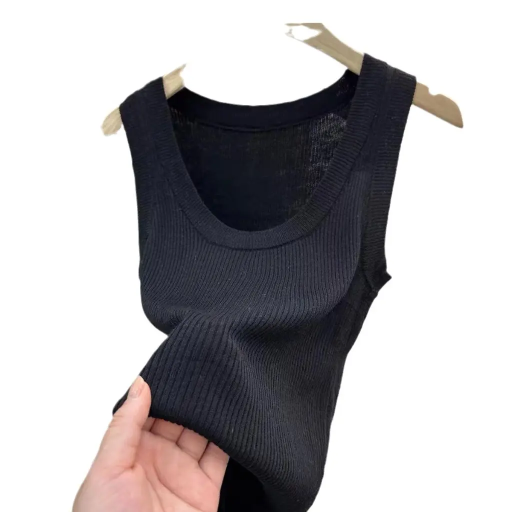 

Women's Slim-fit Wool Vest Thin Wide Shoulder Strap Knitted Inner Wearing Comfortable Sleeveless Outerwear for Commuter