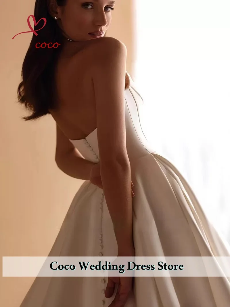 فستان زفاف مخصص برقبة قارب بدون أكتاف على شكل حرف a بدون أكمام ذيل محكمة فستان عروس فيستدو دي نويفا فيستدوس دي نوفياس #2