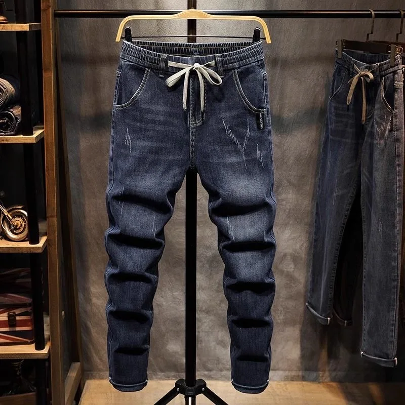 2025 Spring and Autumn New Fashion Trend Elastic Straight Leg Jeans Men\'s Casual Loose Comfortable High Quality Denim Pants 36