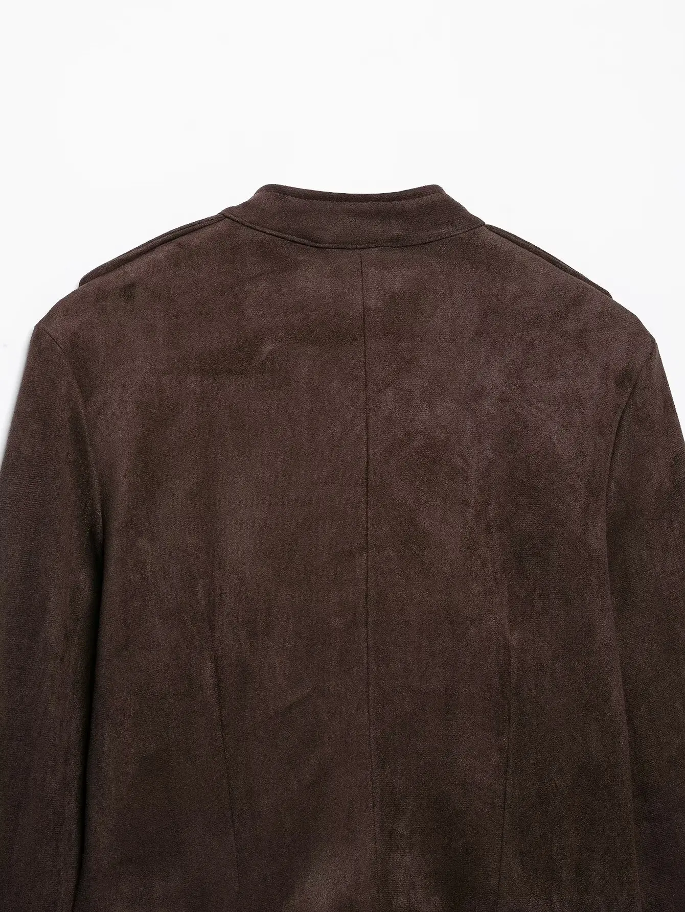 BSAY Vintage Militärjacke aus Kunstwildleder für Damen, Stehkragen, Metallknöpfe, plissierter Peplum-Rock, kurz geschnitten, langärmelige Oberbekleidung – Detail 4