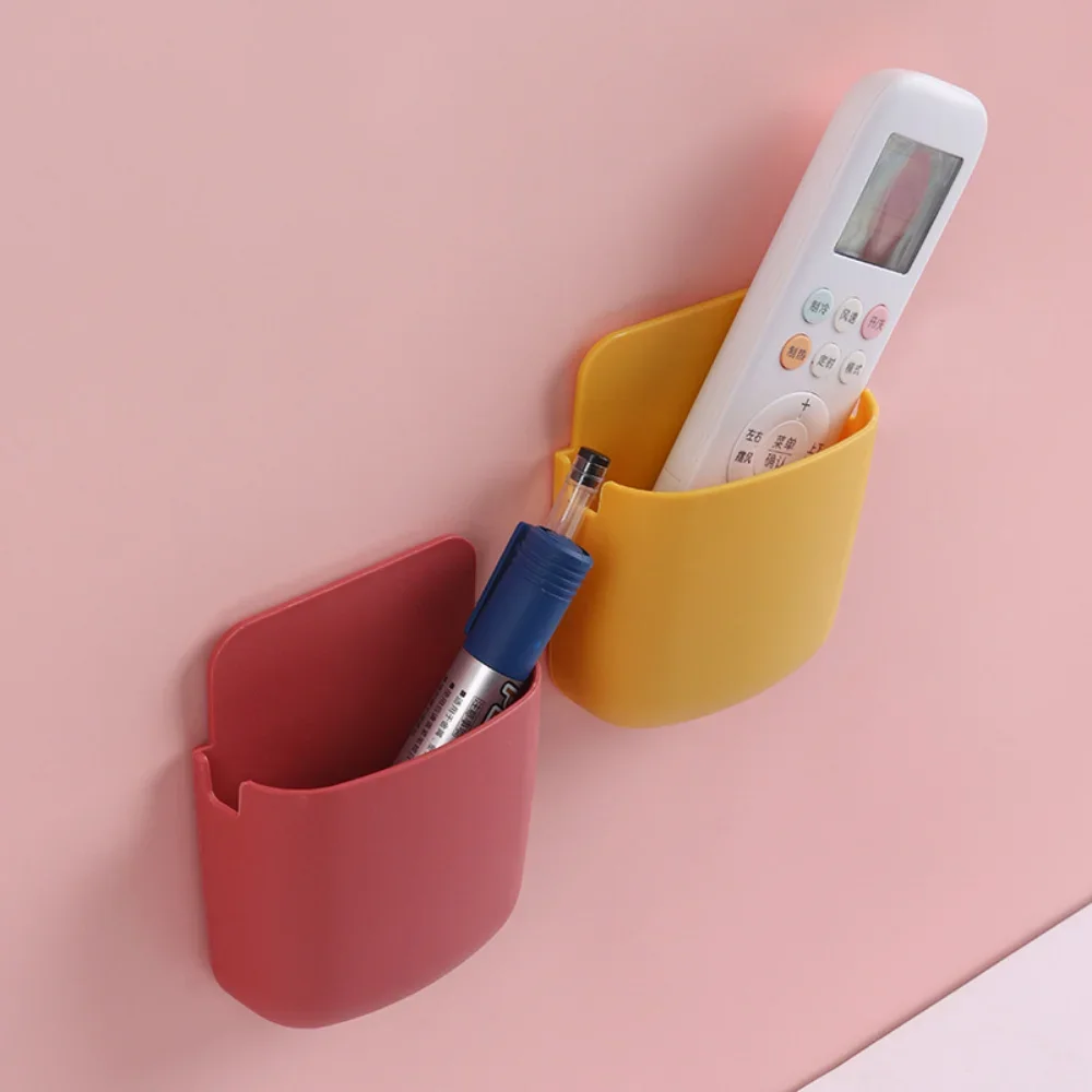 Cute Storage Rack Desk Organizers Pen Holder Self-adhesive Box Desktop Organizer Remote Control TV Mobile Phone Case Holder