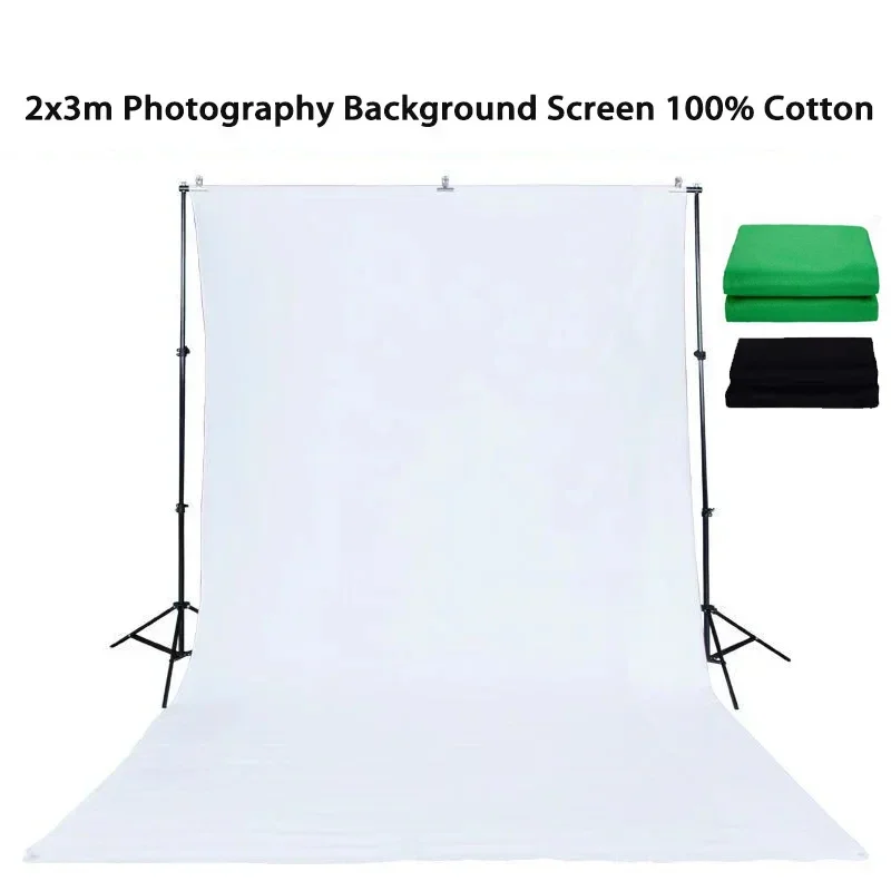 Lightdow White Green Black Backdrop 2x3m 100% Cotton Photography Backdrop Background for Photo Video Studio