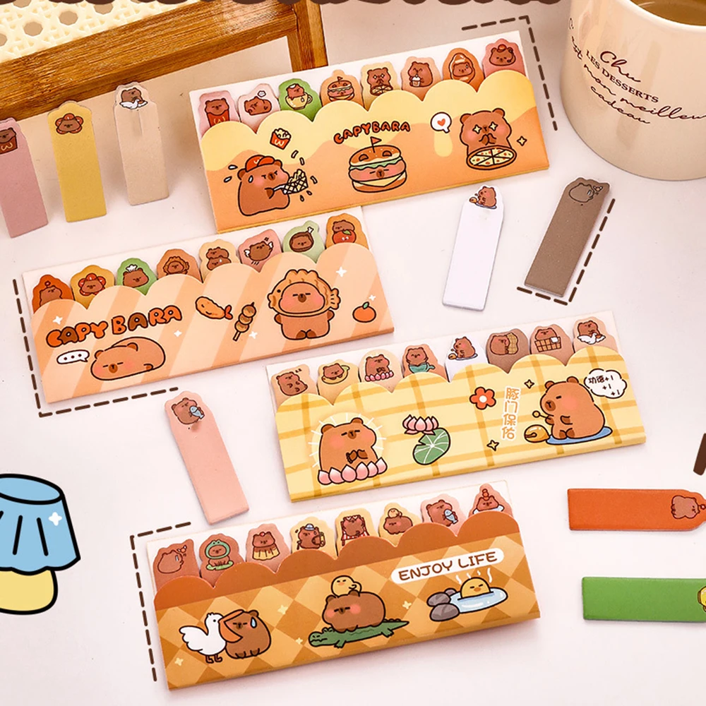 1 Piece Lytwtw's Kawaii Stationery Kapibala Cartoon Marker Memo Pad Capybara Bookmark Flags Index Tab Sticky Notes Stickers