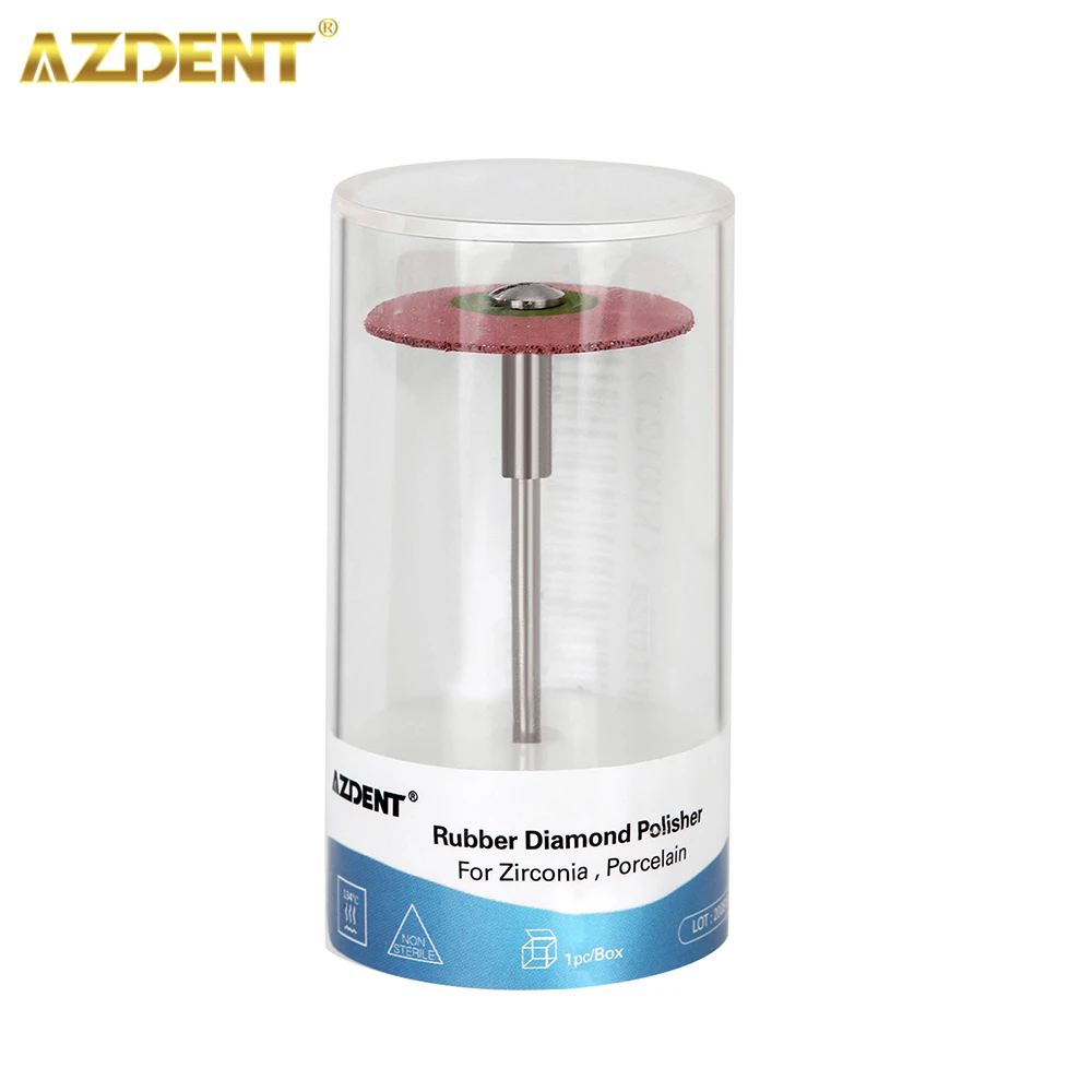 AZDENT-pulidor de diamante de goma Dental, rueda de pulido, amoladora de disco para pieza de trabajo de porcelana de Zirconia, instrumento de herramienta de laboratorio