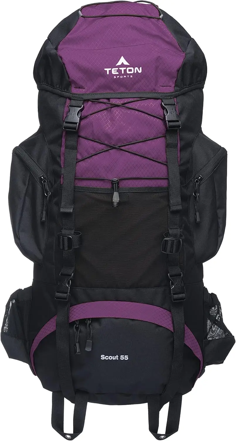 55L Scout Internal Frame Backpack for Hiking, Camping, Backpacking, Rain Cover Included