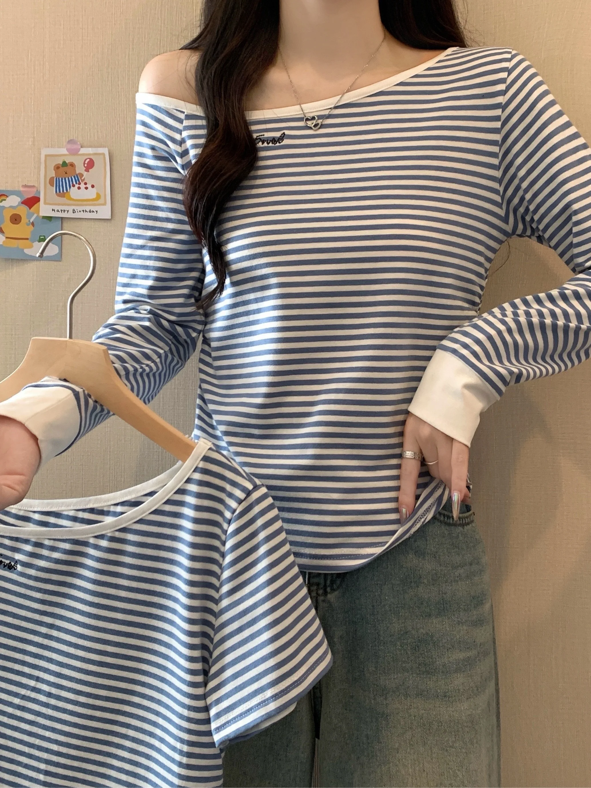 

Женская модная футболка больших размеров с коротким рукавом, в полоску, асимметричная, базовая, для весны и лета, новая, для повседневной носки, приталенная