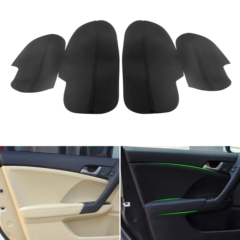 4pcs Microfiber Leather Car Door Armrest / Doors Panel Guards Cover Protective Trim For Honda Accord 2008 2009 2010 2011 2012