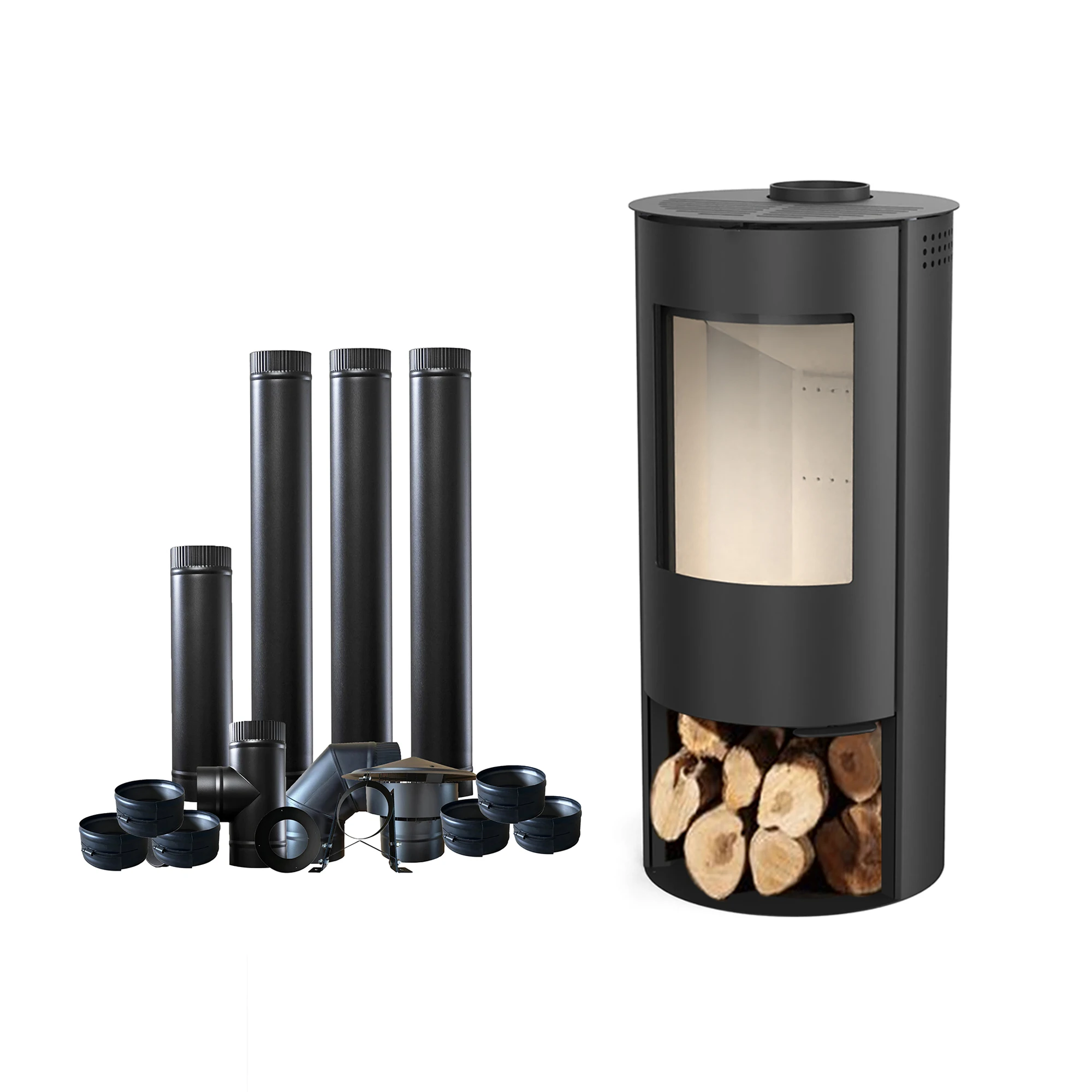 12KW  ECO-DESIGN Round Design Smokeless Freestanding Wood Burning Stove Fireplace Wood Stove Indoor Heating for Sale