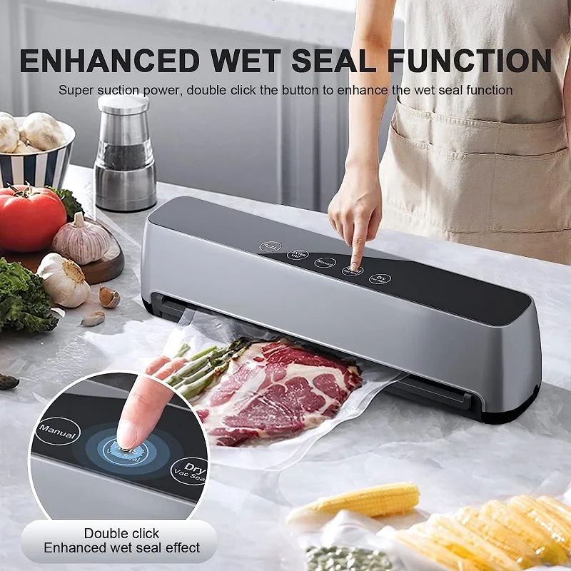 Automatic Vacuum Sealer Machine LED Touch Panel 125W Hands Free Pressing Household Vacuum Food Sealing Vacuum packaging Machine