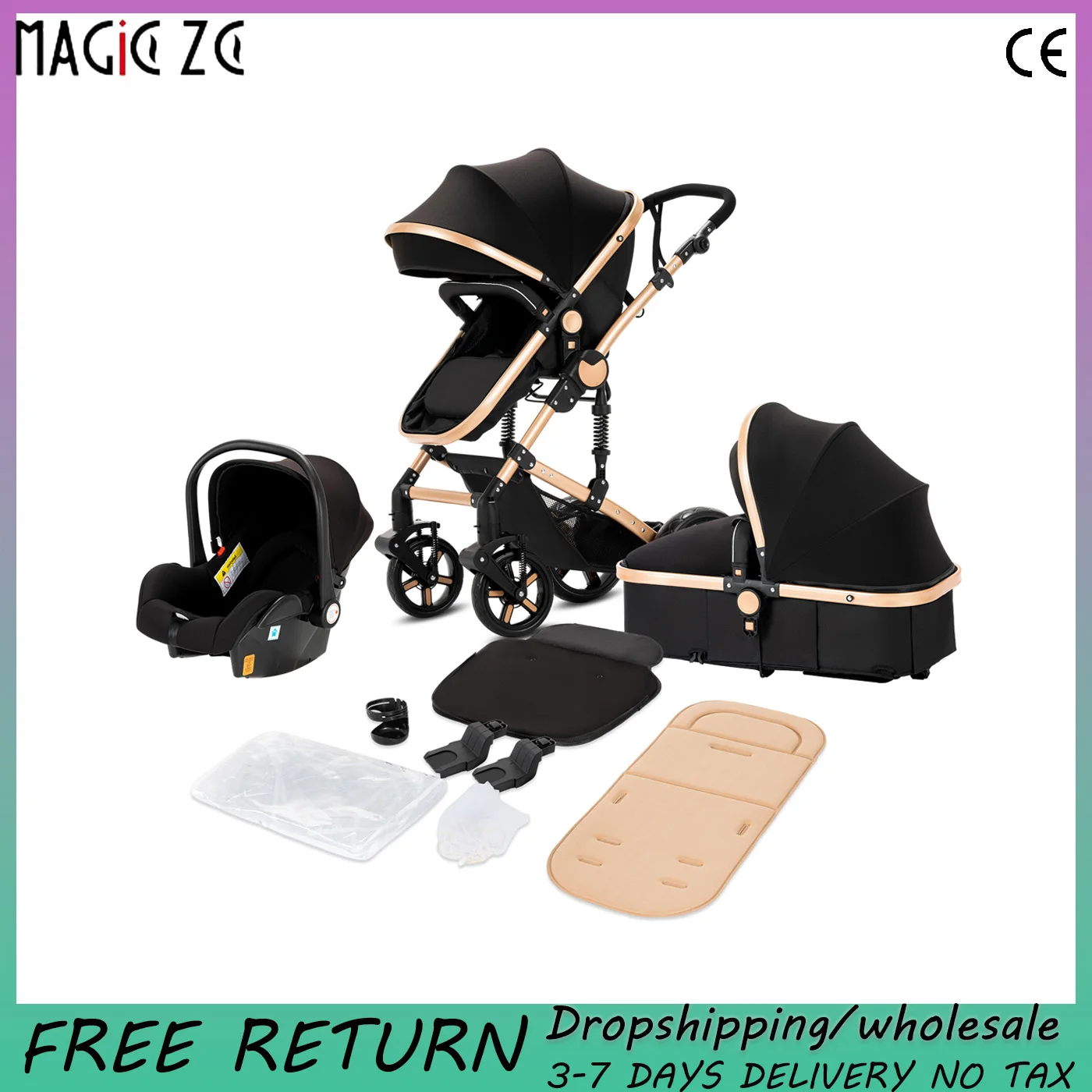 

3 in 1 baby stroller free Lightweight stroller light carts baby pram baby folding car compact fold stroller for newborn