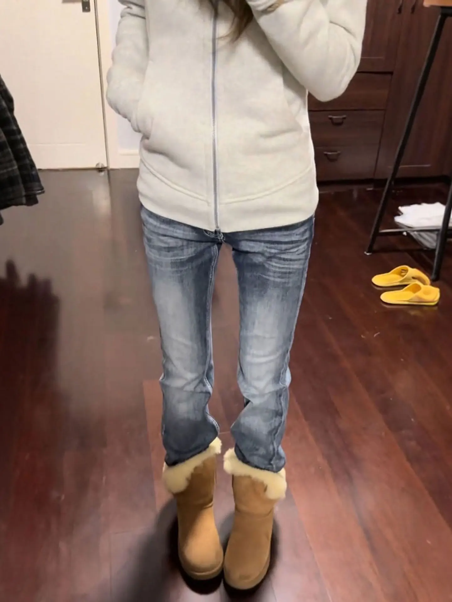 

Retro American Bell Bot Jeans Women's Boot Pants Autumn Winter Extended Deep Blue Faded Hoof Pants Hot Girl