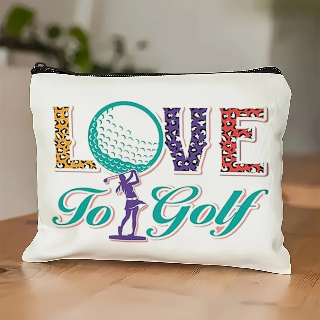 A Golf pattern makeup bag - cute multifunctional zipper pouch for women, jewelry storage bag,