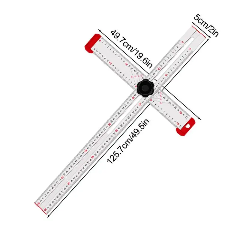 Obróbka drewna 2 w 1 wykrawanie linijka pozycjonująca linijka w kształcie litery T wielofunkcyjna linijka kątowa znakowanie ze stopu aluminium