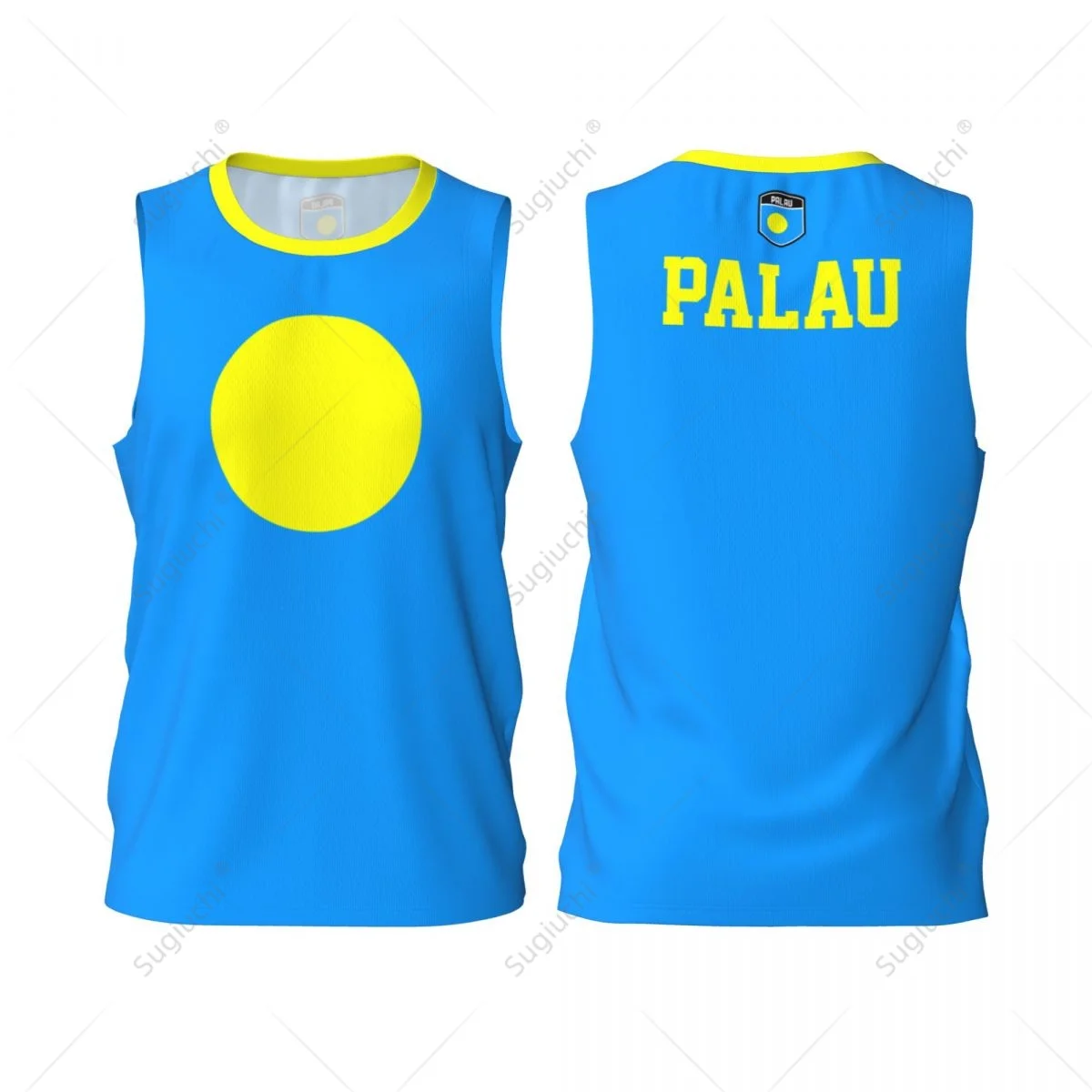 Palau Flag Men Basketball Sports Running Fitness Multifunction Sleeveless tshirt Exclusive Custom Name Nunber