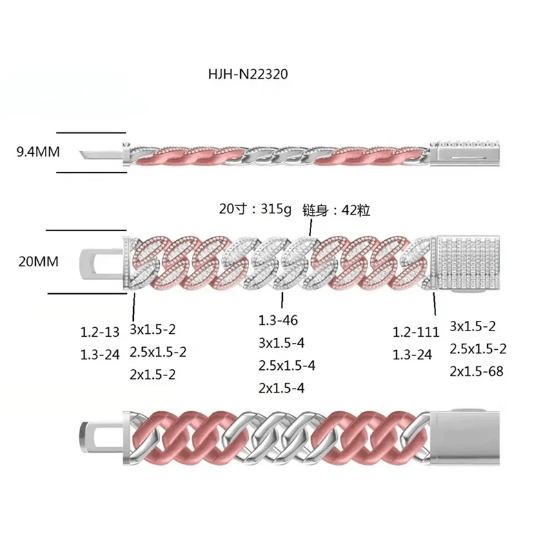 Pass Diamond Tester 2 Tones 20mm Buguette Vvs Moissanite Cuban Chain Luxury 925 Silver Heavy Hip Hop Jewelry Cuban Link for Men