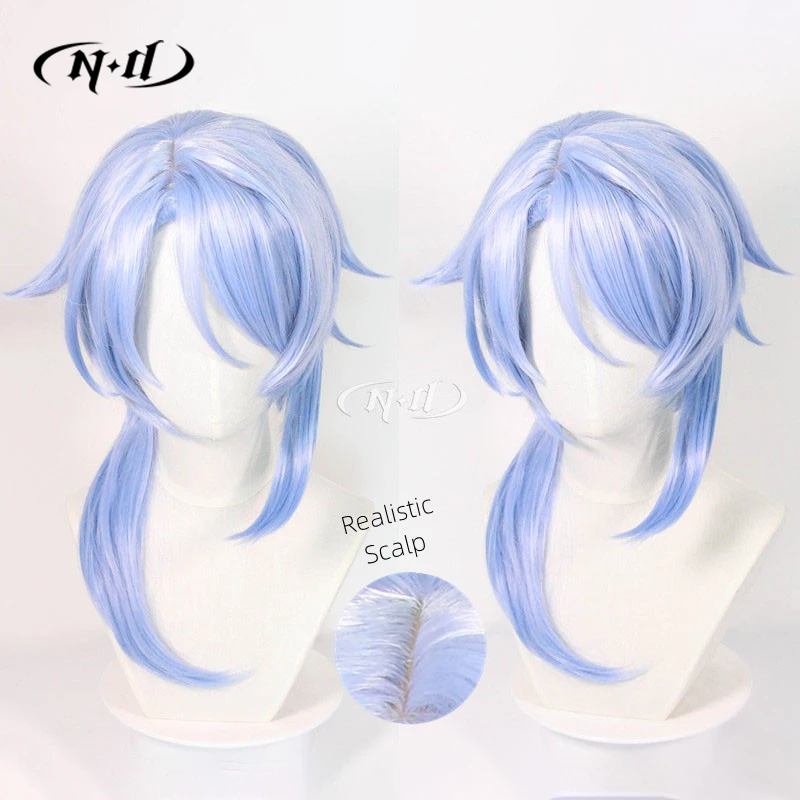 ND 카미사토 아야토 코스프레 가발 헤어피스 겐신 임팩트 코스프레 헤어 가발 내열성 코믹콘 코스터 의상 테마 파티용