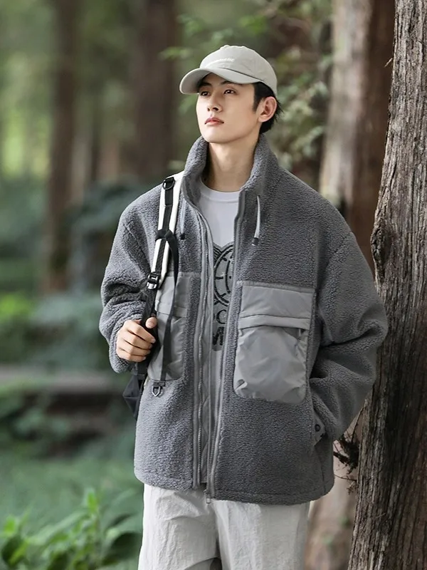 

Мужское бархатное хлопковое пальто American Sle Thiened Lamb с воротником-стойкой в стиле пэчворк, рабочая одежда, хлопковое пальто