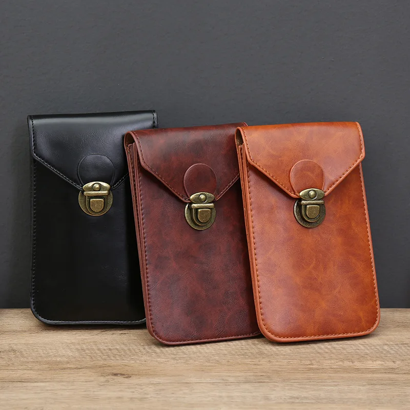 Men's vertical casual mobile phone bag wearing belt, thin small fanny pack, multi-functional mini sports hanging