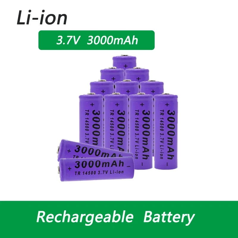 3.7V 3000mAh New 14500 lithium battery rechargeable battery flashlight battery LED flashlight toy