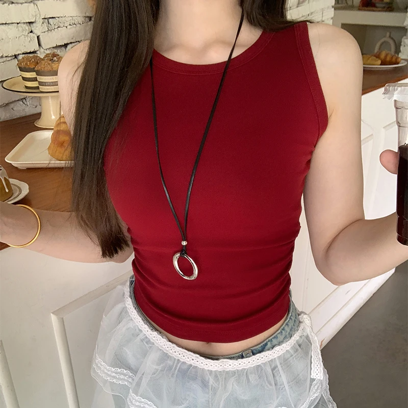 

Slimming Camisole Undershirt Women Inner Waisted Exposed Navel Sleeveless Bottom Slim Short Tops Sexy Cotton