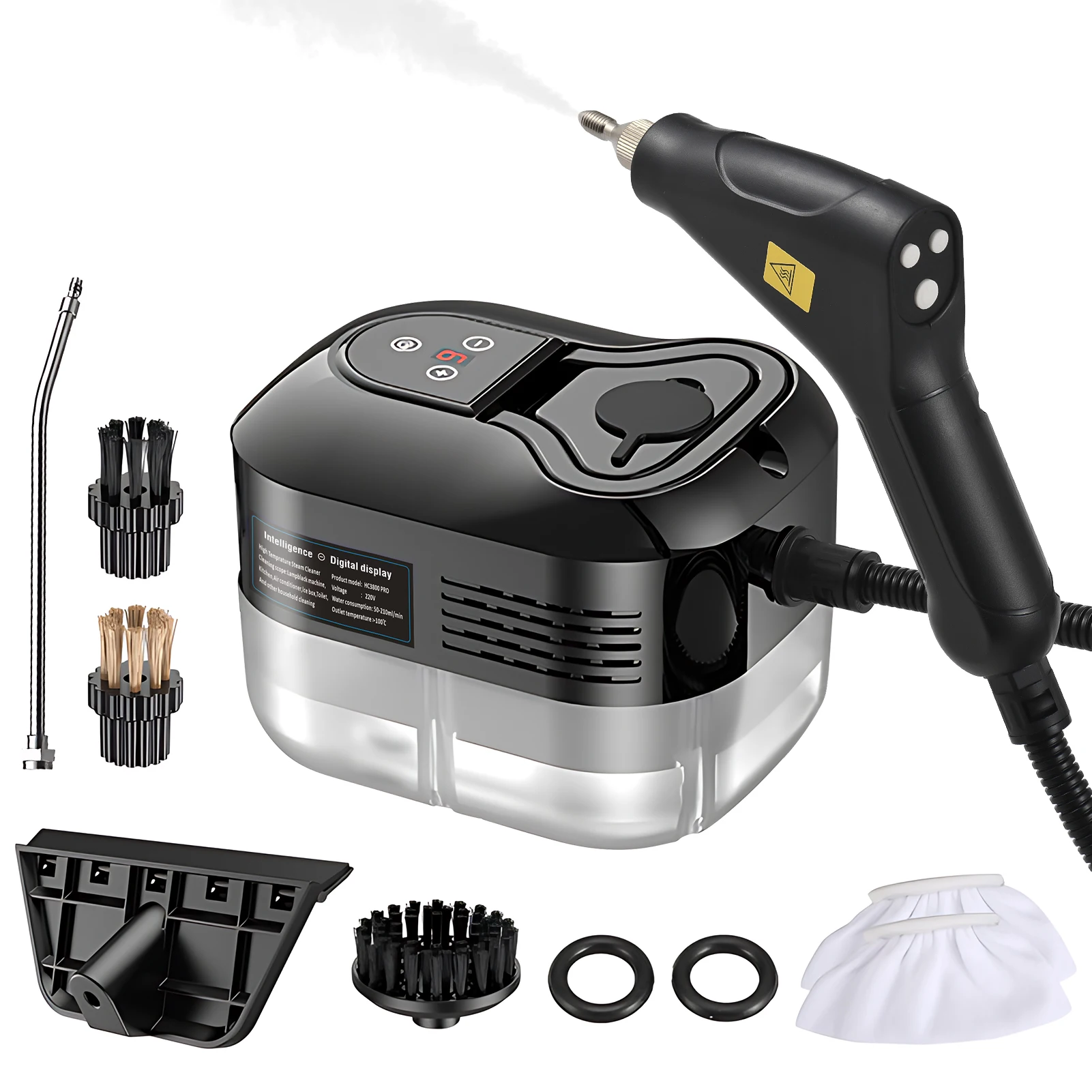 Handheld Steam Cleaner 6 Levels Adjustable 105℃/221℉ Deep Cleaning Steamer 1200ml Water Tank High Temp Steam Cleaning Machine
