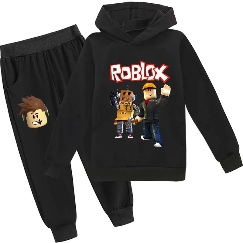 New Two-piece Roblox Game Animation Peripheral Two-dimensional Leisure Suit Boys and Girls Children's Sweater and Trousers