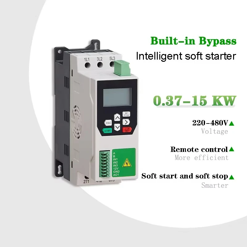 

SCKR1-360 Built-in Bypass Intelligent Motor Soft Starter 0.37kW-15kW LCD Display for Water Pump Fan