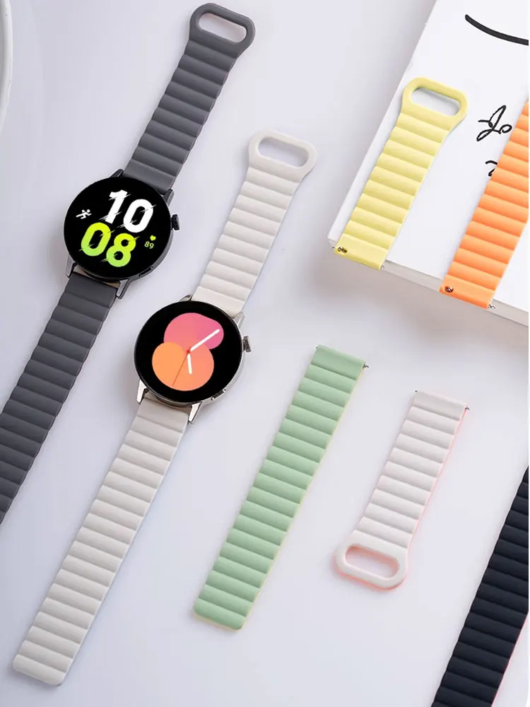 Pasek silikonowy 20 mm 22 mm do zegarka Samsung Galaxy 4/6/5 pro/3/active 2 amazfit bransoletka z pętlą magnetyczną GT 2e 3 Correa Band