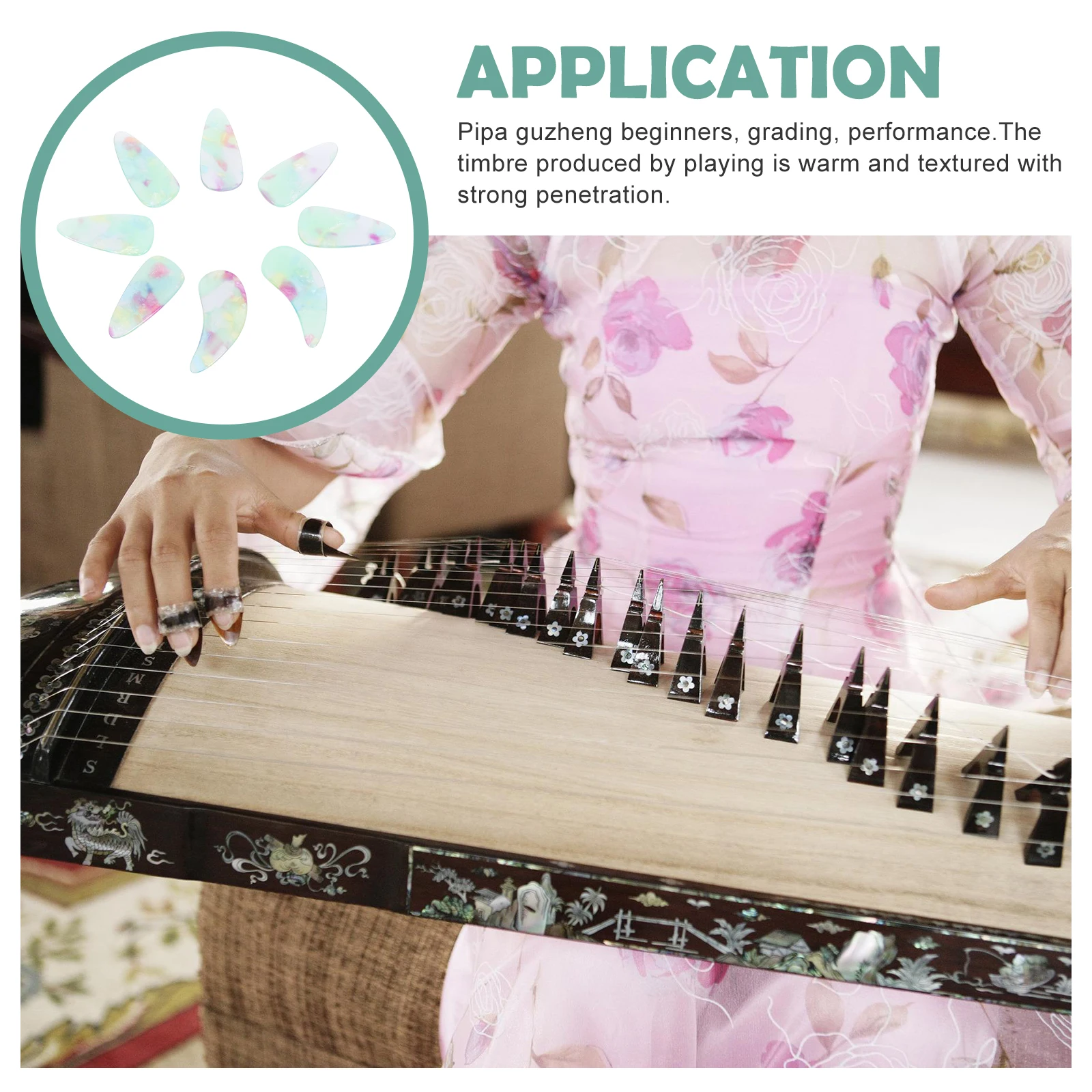 

8pcs Guzheng Nails Durable Smooth Finger Protectors Polymer Nylon Synthetic Fiber Easy Clean Practical Instrument Accessories