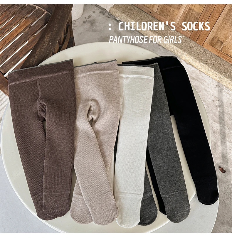 Süße Mädchen Winter Lammwolle Fleece Strumpfhosen Extra dicke Flor vertikale Streifen Strumpfhosen Ultra warme Plüsch weiche Student Kinder Leggings – Detail 13