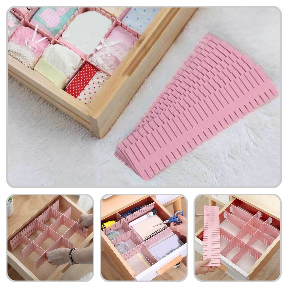 

12pcs Adjustable Drawer Dividers Desk Organizer Diy Storage System Plastic Sub-Grid Separators For Home Closet Dresser Socks Box