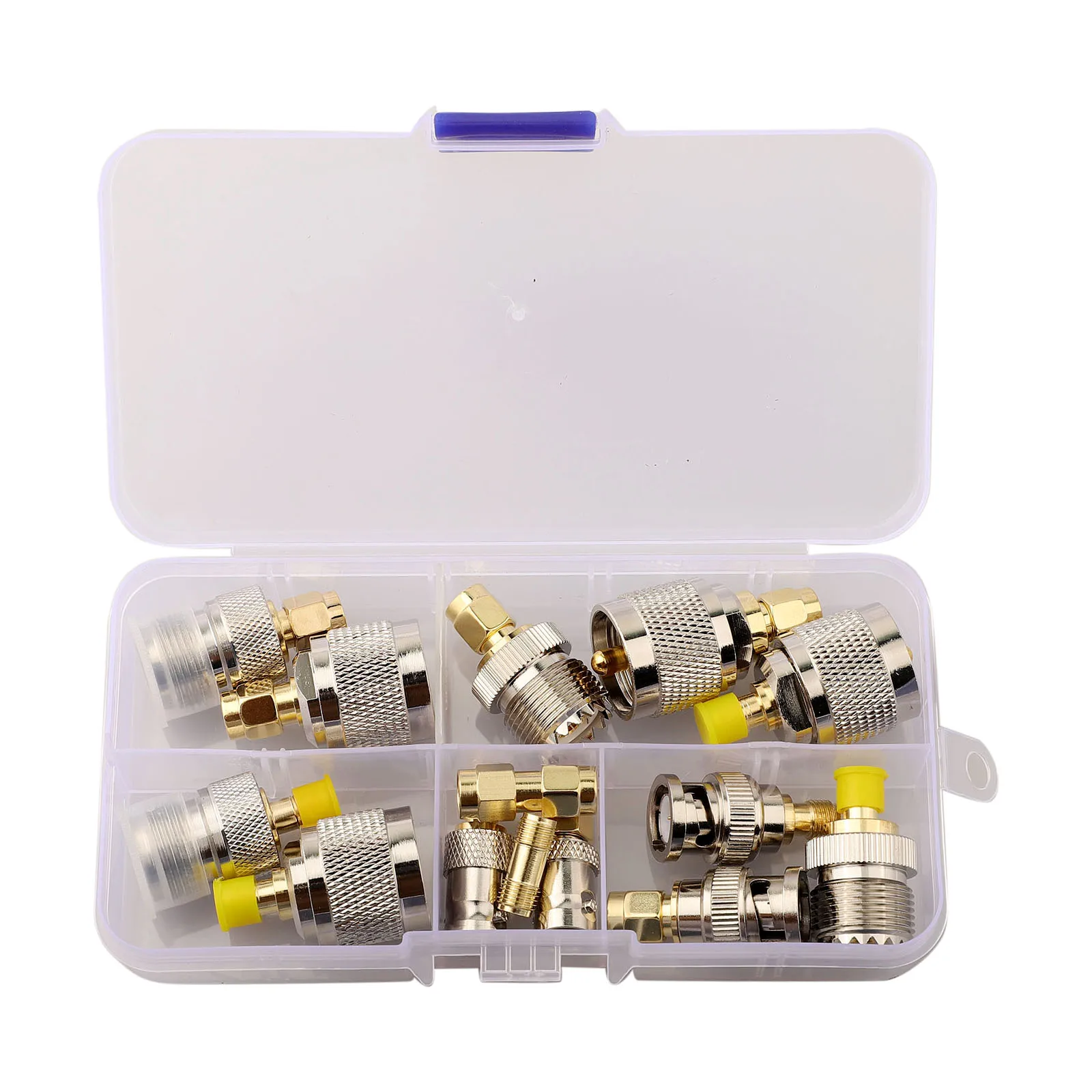 14pcs RF Connector Adapter SMA To SMA BNCUHF NType RF Coaxial Cable Coupling Nut SMA To SMA BNC NF RF Type Connector Kit